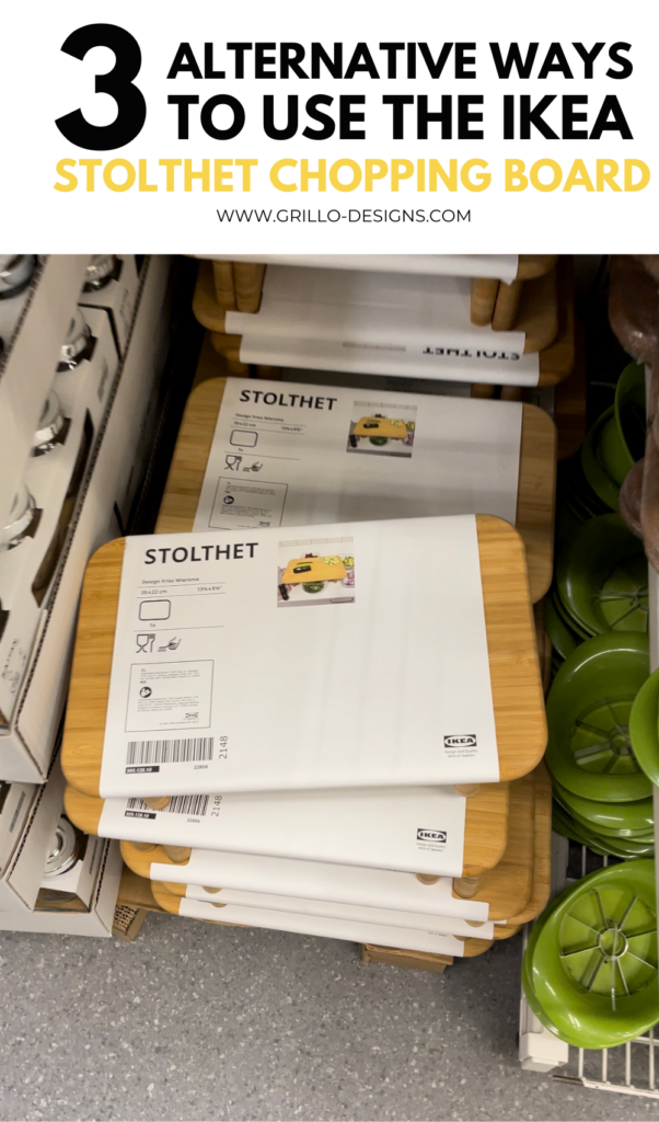 Pinterest image titled 3 creative ways to use the Ikea stolthet chopping board