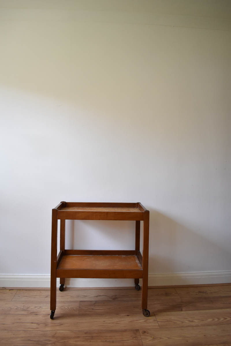 before photo of the wooden DIY bar cart