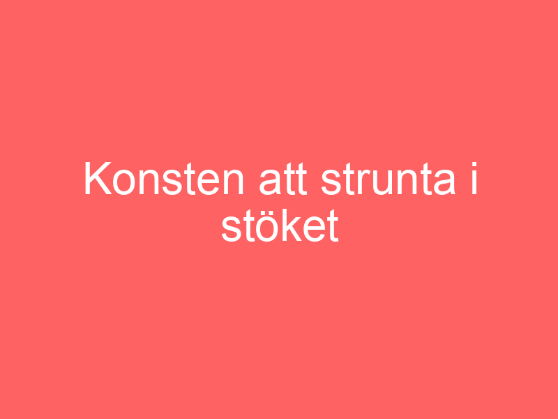 Konsten Att Strunta I Stöket