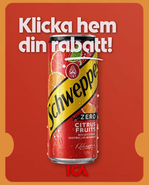 Få 10 kr rabatt på en läsk från schweppes