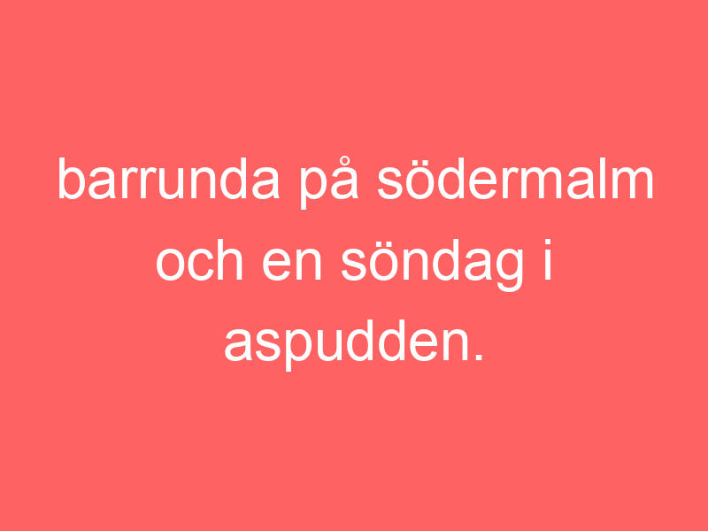 Barrunda på södermalm och en söndag i aspudden.