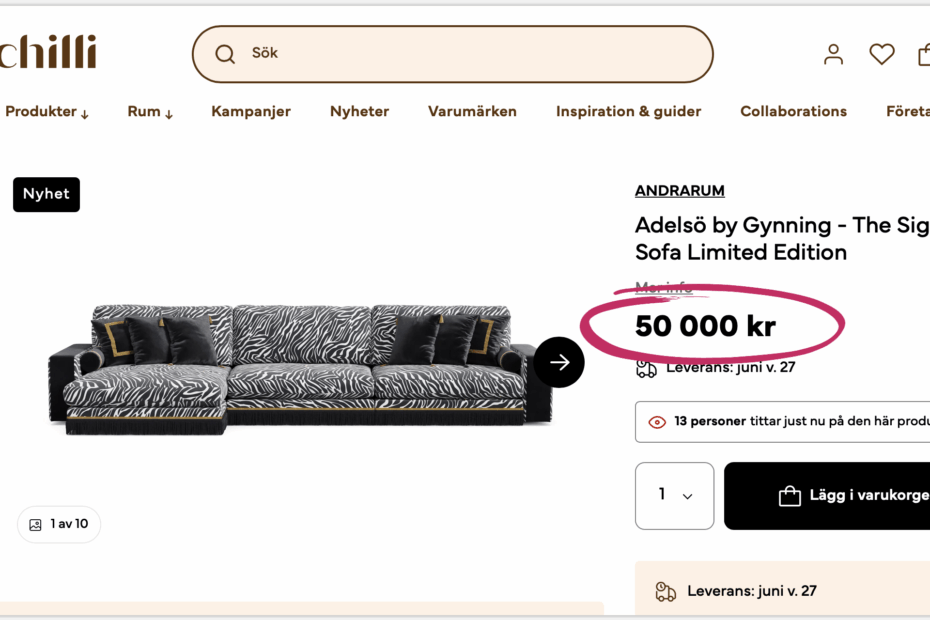 Carolina gynnings designade zebra soffa