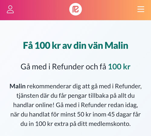 Registera dig gratis hos refunder – få 100 kr